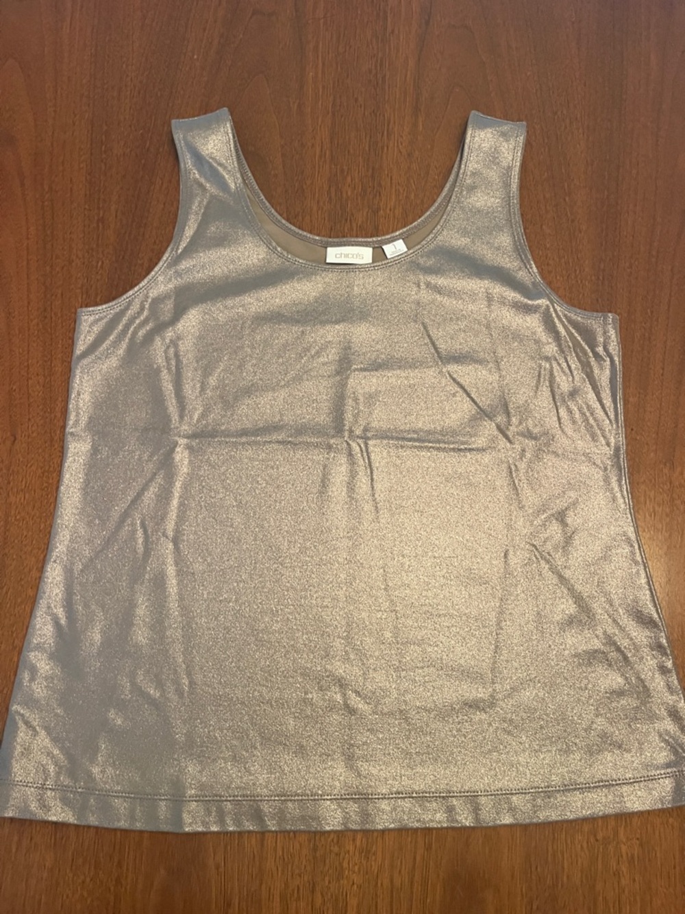 Chico's Metallic Silver Scoop Neck Tank